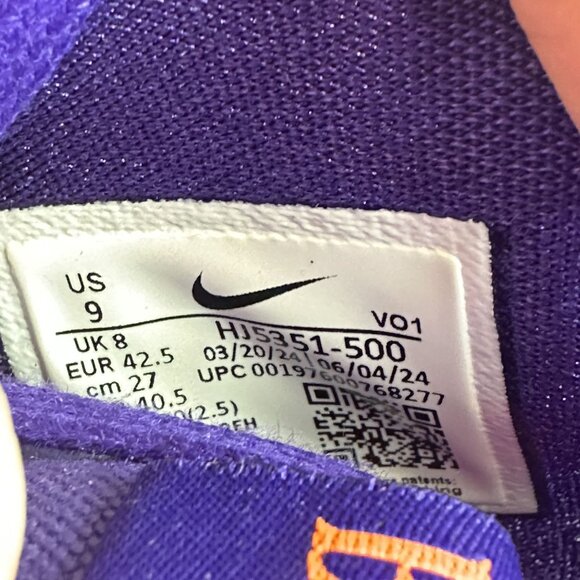 Nike Book 1 Men's size 9/Women size 10.5 Court Purple Basketball Shoes HJ5351-50 - Picture 8 of 8